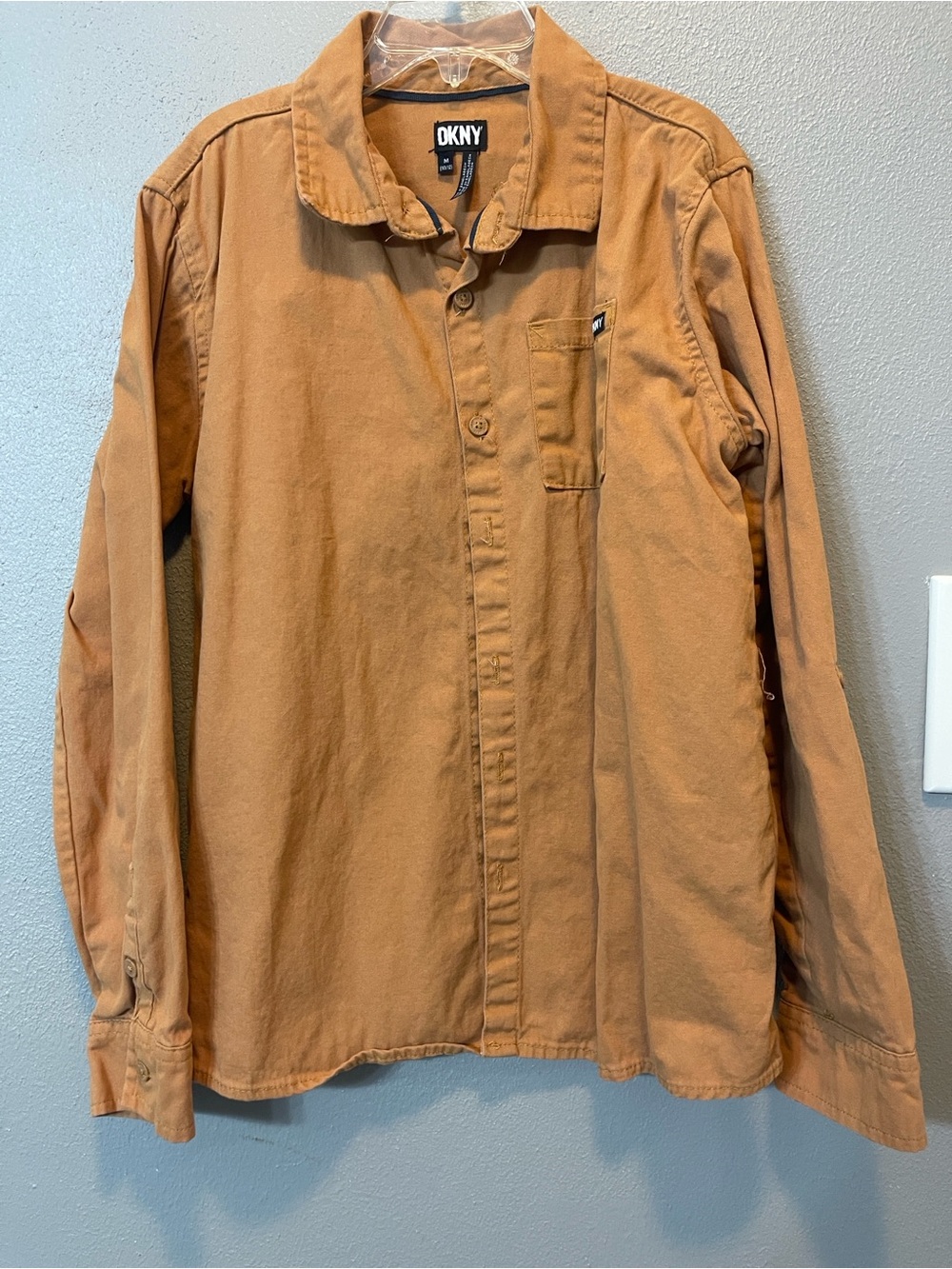 DKNY Boys Orange Button Down Shirt M (Runs Small / Fits Like Size 8 Small)